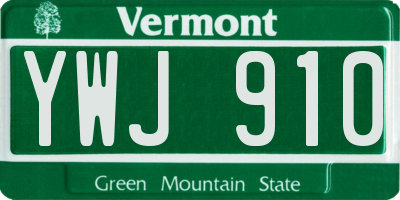 VT license plate YWJ910