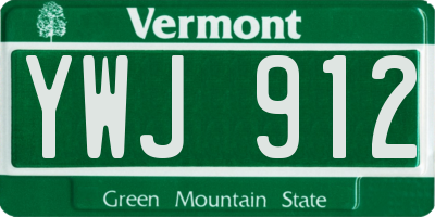 VT license plate YWJ912