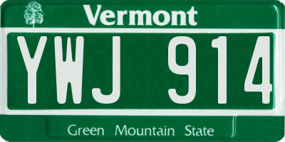 VT license plate YWJ914