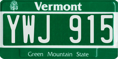 VT license plate YWJ915