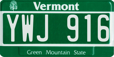 VT license plate YWJ916