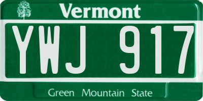 VT license plate YWJ917
