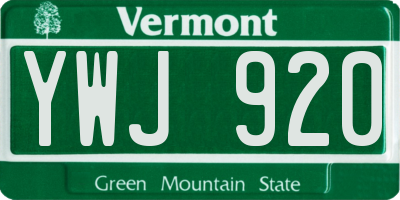 VT license plate YWJ920