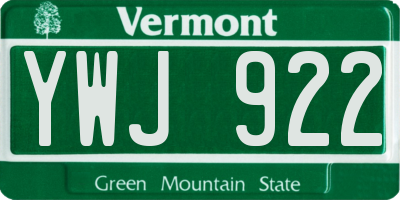 VT license plate YWJ922