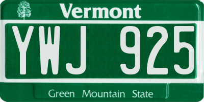 VT license plate YWJ925