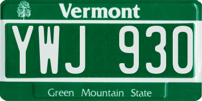 VT license plate YWJ930
