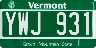 VT license plate YWJ931