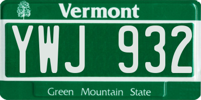 VT license plate YWJ932