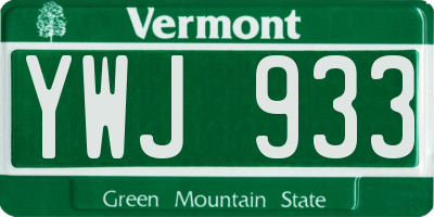 VT license plate YWJ933