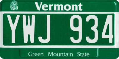 VT license plate YWJ934