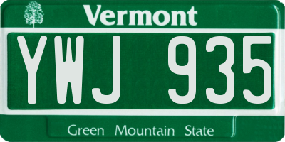 VT license plate YWJ935