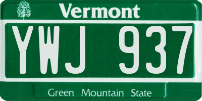 VT license plate YWJ937