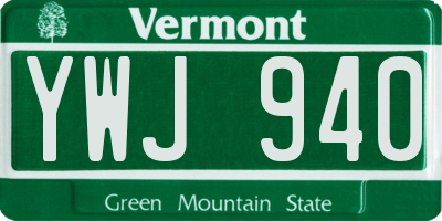VT license plate YWJ940