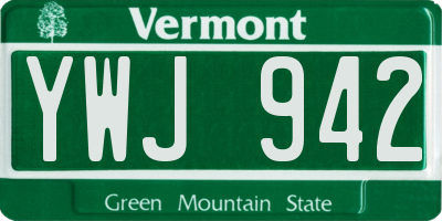 VT license plate YWJ942