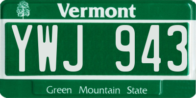 VT license plate YWJ943