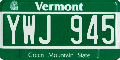 VT license plate YWJ945