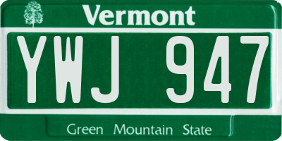 VT license plate YWJ947