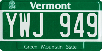 VT license plate YWJ949