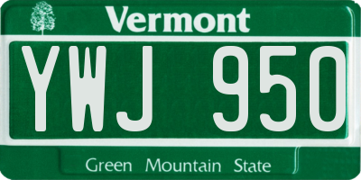 VT license plate YWJ950