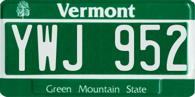 VT license plate YWJ952