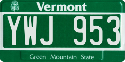 VT license plate YWJ953