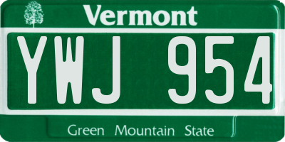 VT license plate YWJ954