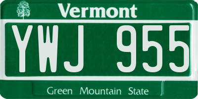 VT license plate YWJ955