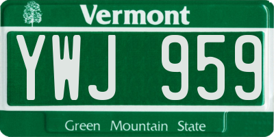 VT license plate YWJ959