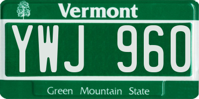 VT license plate YWJ960