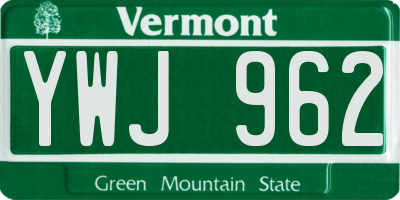 VT license plate YWJ962