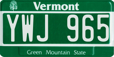 VT license plate YWJ965
