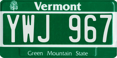 VT license plate YWJ967