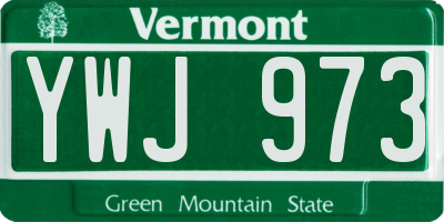 VT license plate YWJ973