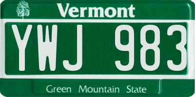 VT license plate YWJ983