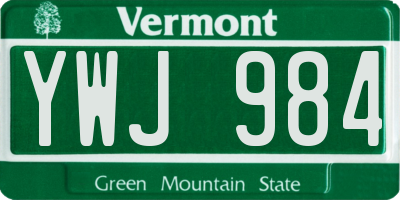 VT license plate YWJ984