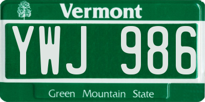 VT license plate YWJ986