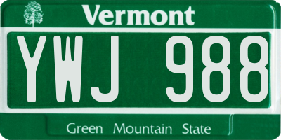 VT license plate YWJ988