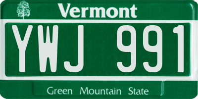 VT license plate YWJ991