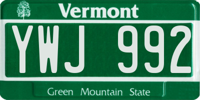 VT license plate YWJ992