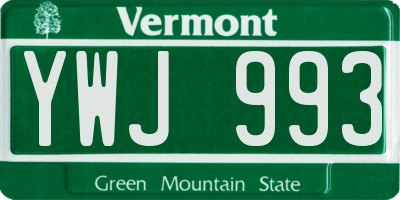 VT license plate YWJ993