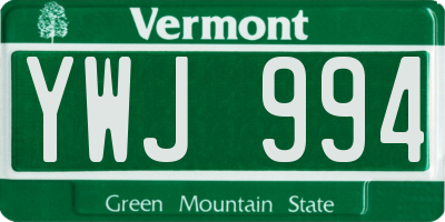 VT license plate YWJ994