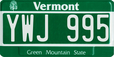 VT license plate YWJ995