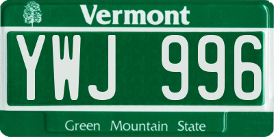 VT license plate YWJ996