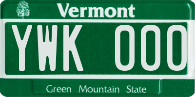 VT license plate YWK000