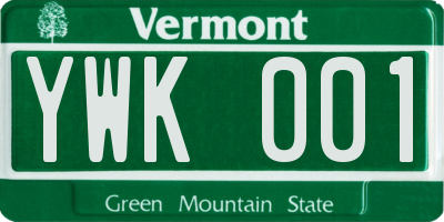 VT license plate YWK001