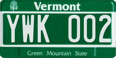 VT license plate YWK002