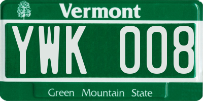VT license plate YWK008