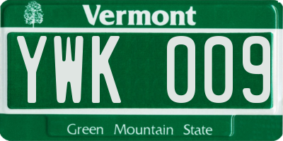 VT license plate YWK009