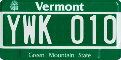 VT license plate YWK010