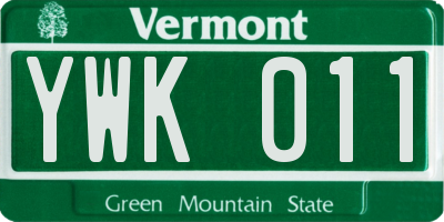 VT license plate YWK011